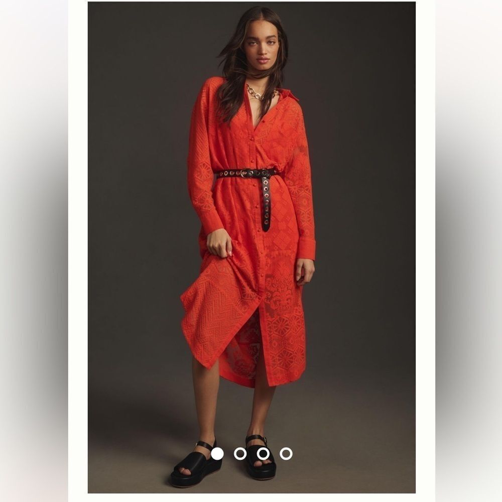 Maeve Long-Sleeve Collared Shirt Dress